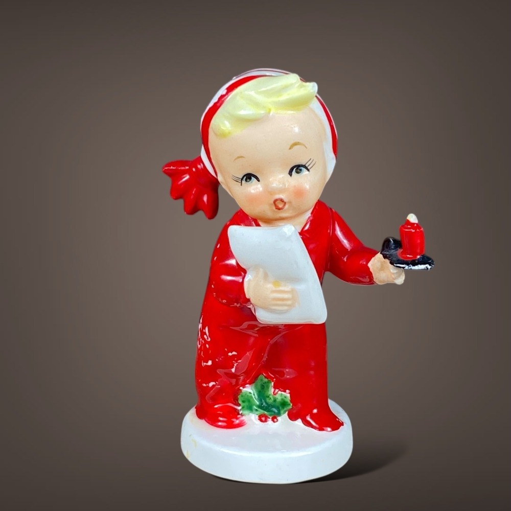 1959‎ Napco Child Candle Salt or Pepper Shaker Christmas Red Pajamas Vintage